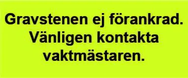 Gravstenen ej förankrad