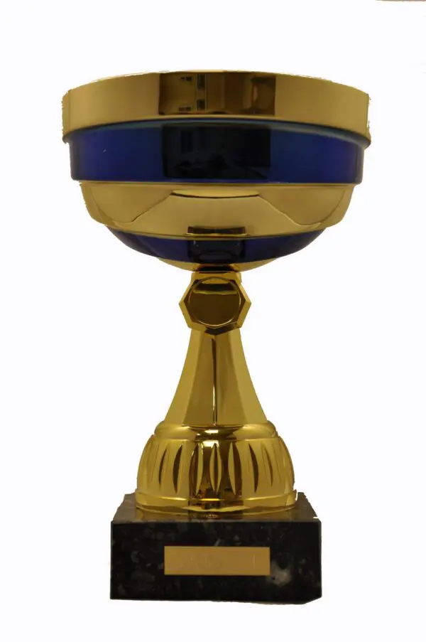 Guldpokal med blå rand utan lock