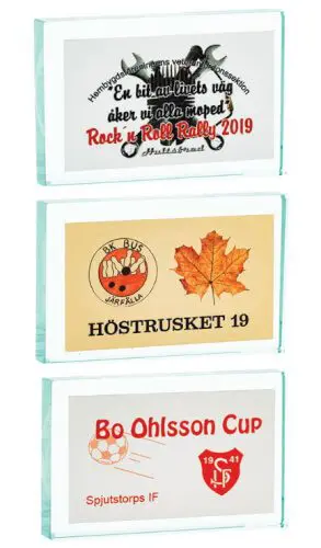 Glasplakett med printat motiv 75x40 mm