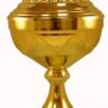 Guldpokal med lock på marmorsockel