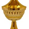 Guld/silverpokal med lock på marmorsockel
