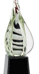 Glasstayett på träsockel