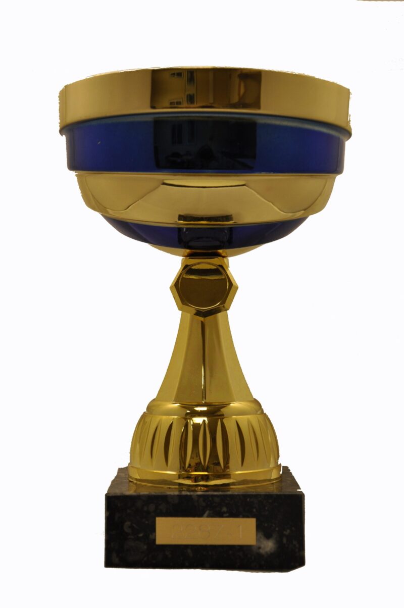 Guldpokal med blå rand utan lock