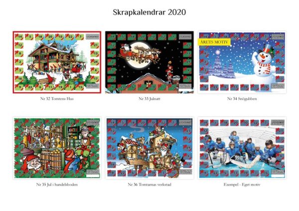Skrapkalender icke tryckfärdigt original