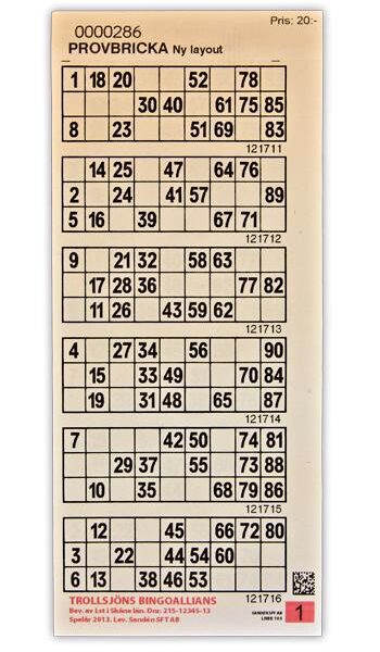 Bingokuponger utan eget tryck